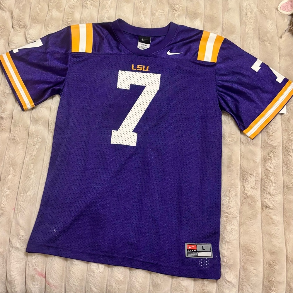 Nike LSU Tigers #7 Football Jersey Youth Large 14-16 Purple NCAA Kids Unisex